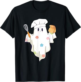 Cute Little Ghost Chef Funny Lunch Lady Cafeteria Costume T-Shirt