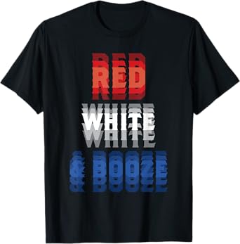 Red White & Booze Drunk Effect Blurry Text Funny 4th of July T-Shirt