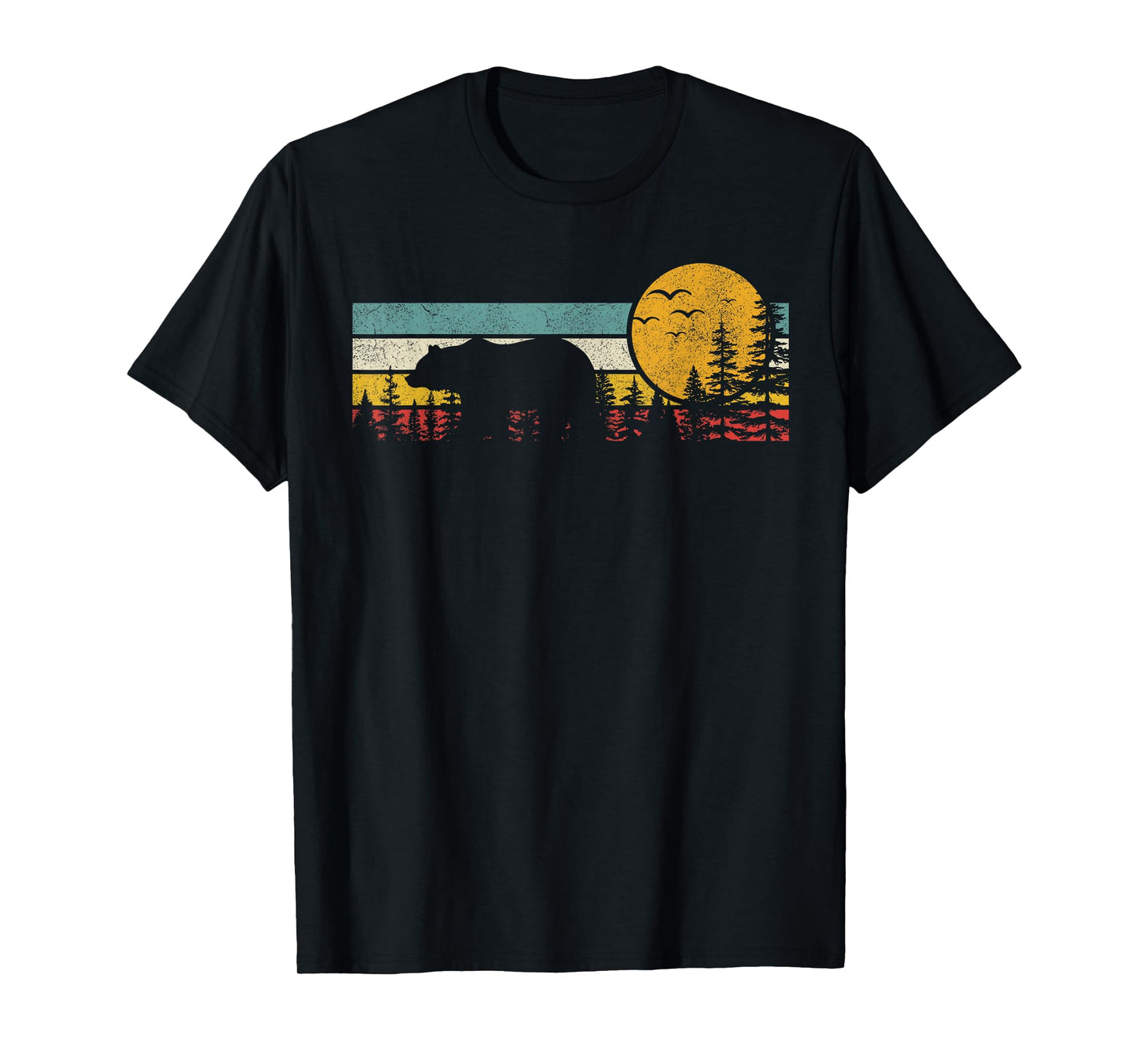 Trees Reflection Wildlife Nature Forest Outdoor Bear Vintage T-Shirt