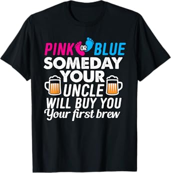 Uncle Gender Reveal Party Pink Blue Boy Girl T-Shirt
