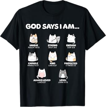 God Says I Am Christian Toddler Kids Cats T-Shirt