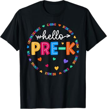 Pre-K Hello Back To School Pre-K Teacher Student First Day T-Shirt for Men Women Girls Kids