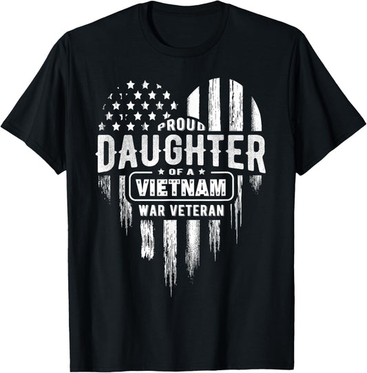 Proud Daughter Vietnam Vet Dad Veterans Day American Flag T-Shirt