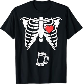 Skeleton Pregnancy Beer Shirt Xray Halloween Soon To Be Dad T-Shirt
