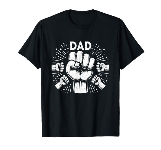 Fist Bump Dad Of Four Father Of 4 Daddy Happy Father's Day T-Shirt