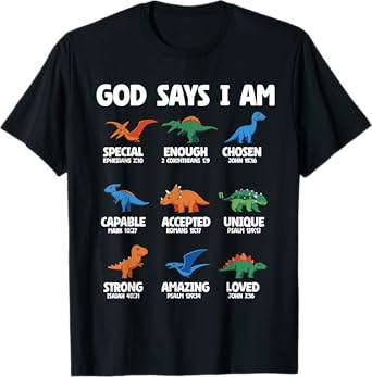 God Says I Am Dinosaur Lover Kids Boys Christian T-Shirt