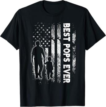 Best Pops Ever USA Flag Father's Day Grandpa Gift Idea T-Shirt