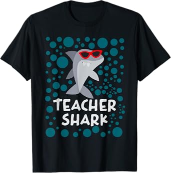 Funny Teacher Shark T-Shirt for Men Women Kids