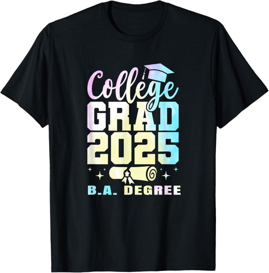 Class of 2025 BA Degree College Graduation Graduate Pastel T-Shirt