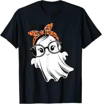 Halloween Ghost Glasses Girl Ghost Costume Eyeglass Women T-Shirt