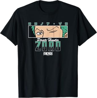 One Piece Anime Pirate Hunter Zoro Eyes with Kanji T-Shirt