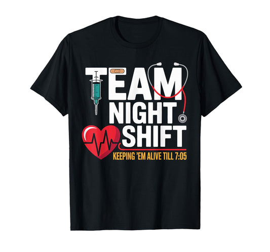 Night Shift Nurse Life RN CNA LPN Love Heartbeat Gifts Women T-Shirt