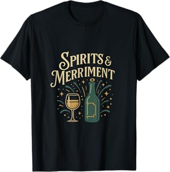 Spirits & Merriment Beer Wine Bar Party Print T-Shirt