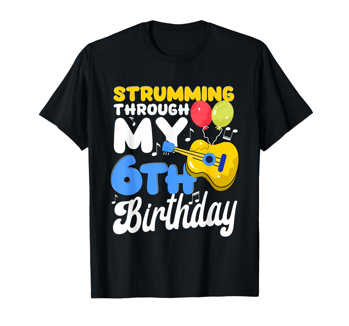Musical Instrument Boys Girl Kids 6th Birthday Party T-Shirt