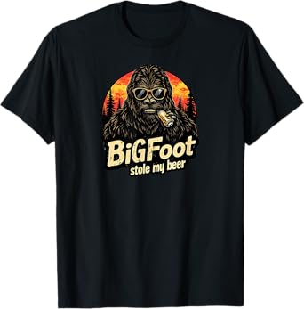 Funny Cryptid Bigfoot Stole My Beer Outdoor Beer Lover T-Shirt