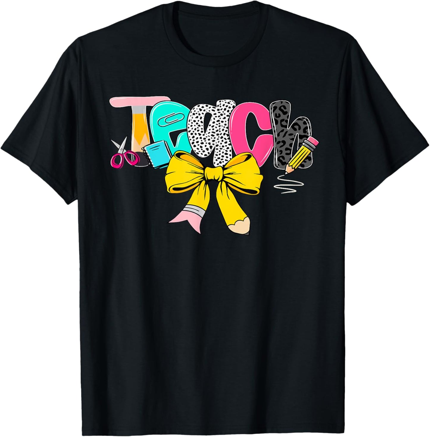 Teach Coquette Bow Teacher Back To School Happy First Day T-shirt by TeeBrew