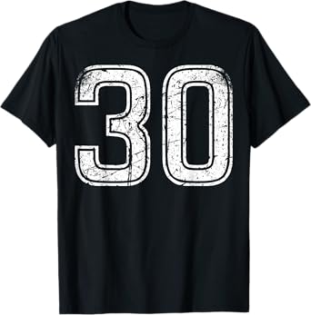 Number #30 Sport White Vintage Number T-Shirt