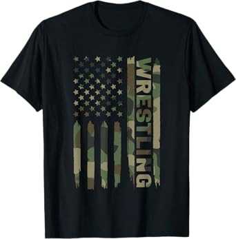 Wrestling American Flag Camo Wrestler T-Shirt