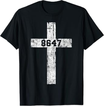 8647 Anti Trump Cross Christian Jesus 86 47 Retro Impeach 47 T-Shirt