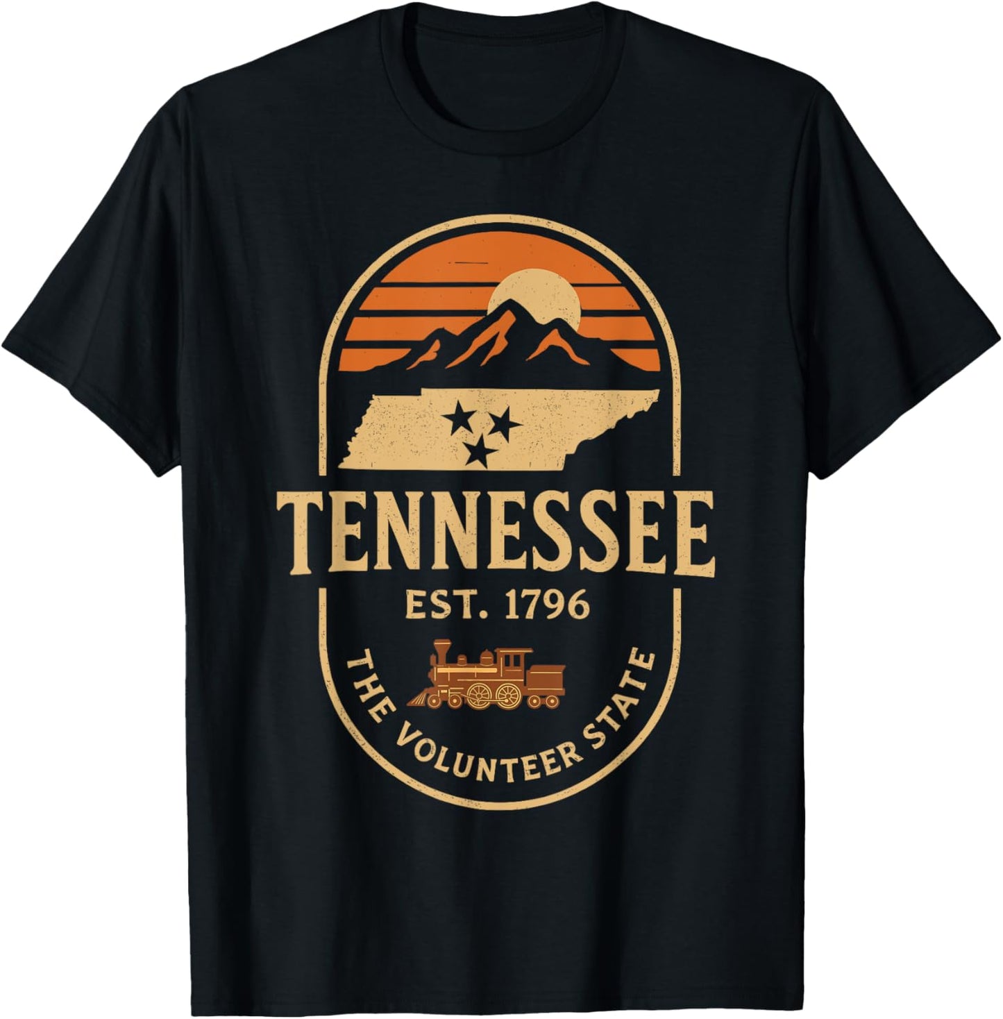 Vintage TN Tennessee Est 1796 Orange USA flag Smoky Souvenir T-Shirt
