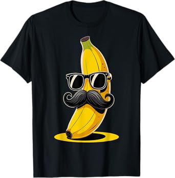 Banana Mustache Sunglasses Face Funny Fruit Cool Banana T-Shirt