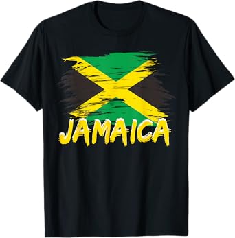 Jamaica Retro Vintage Watercolors Sport Jamaican Flag T-Shirt