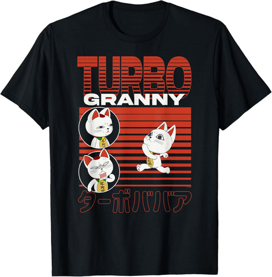 Dan Da Dan Running Turbo Granny Cat Collage Anime T-Shirt