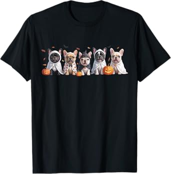Cute French Bulldog Halloween Costume Frenchie Dog Ghost T-Shirt