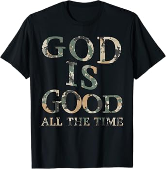 Vintage Camo God is Good Christian Teen Girl Jesus Son T-Shirt