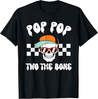 Pop Pop Two The Bone Skeleton Halloween 2nd Birthday Poppy T-Shirt