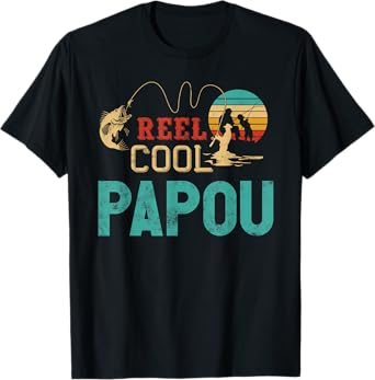 Reel Cool Papou vintage funny fishing rod gifts for Papou T-Shirt