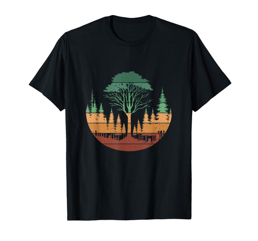 Trees Wildlife Nature Outdoors Retro Vintage Forest T-Shirt