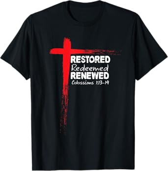 Christian Bible Verse Colossians 1:13-14 Cross T-Shirt