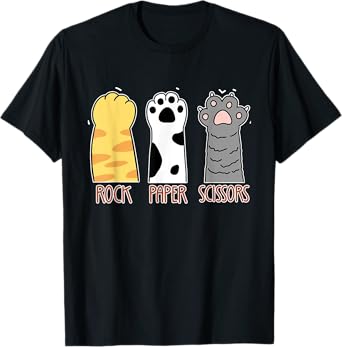 Rock Paper Scissors Hand Game Meme Animal Paw Cat Funny T-Shirt
