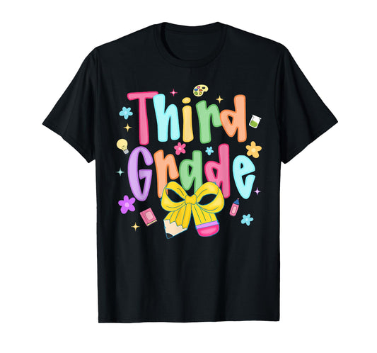 Third Grade 3 Back to School Preschool Teacher Girl Kids T-Shirt
