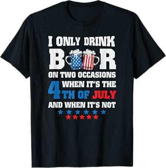 Funny 4th of July-Beer Loving Dad Drinking Gift Men USA Flag T-Shirt