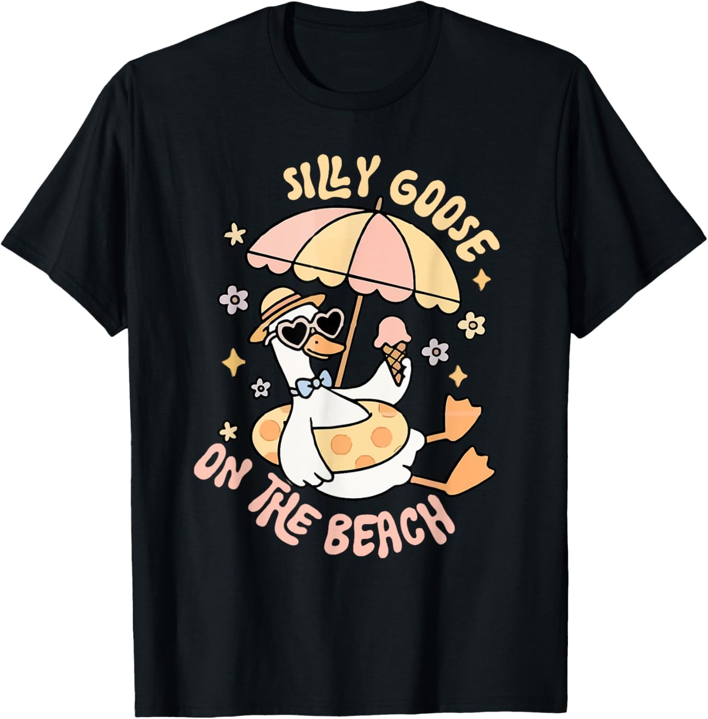 Funny Animal Silly Goose Vacation Silly Goose On The Beach T-Shirt
