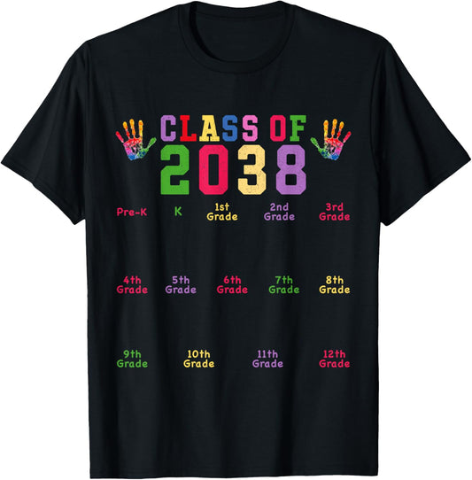 Class Of 2038 Growing With Me Checklist K To 12th Grade Boys T-shirt by TeeBrew