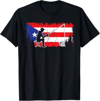 Puerto Rico Flag Cool Dad Fishing Design Fisherman Father T-Shirt
