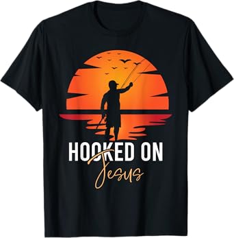Hooked on Jesus Christian Fishing Faith Gift T-Shirt