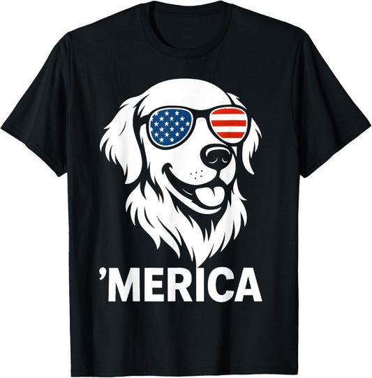 Golden Retriever 4th Of July Merica T-shirt