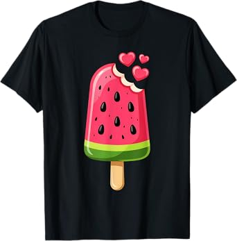 Kawaii Watermelon Slice Popsicle Summer Vacation Funny Fruit T-Shirt