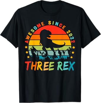Three Rex 3rd Birthday Shirt Third Dinosaur 3 Year Old T-Shirt