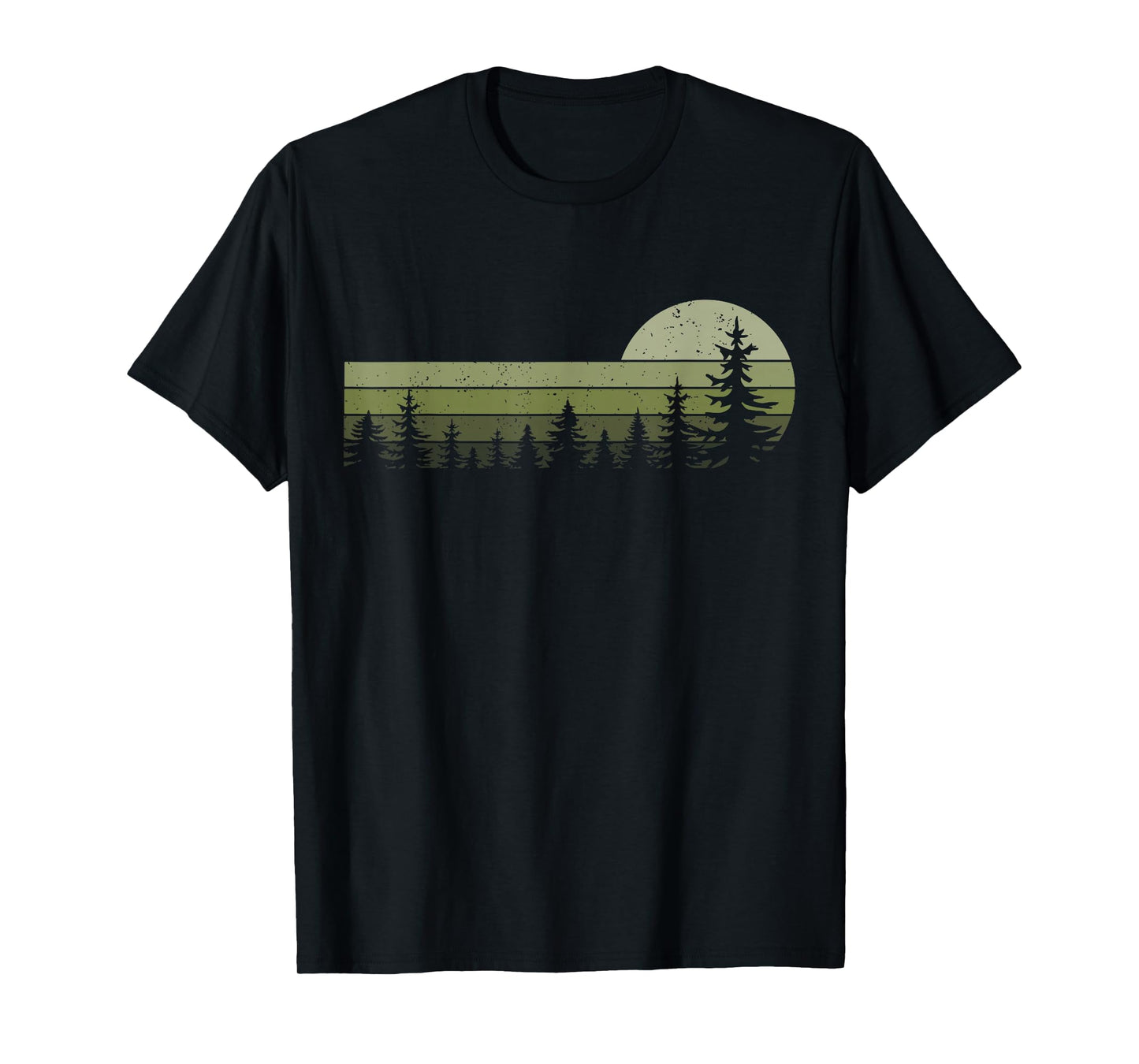 Wildlife Vintage Sunset Mountain Forest Trees Hiking Nature T-Shirt