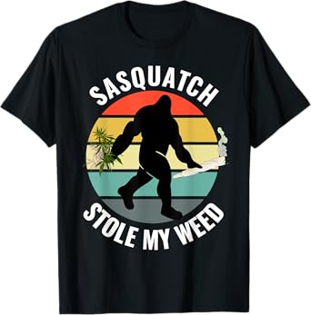Funny Cannabis and Sci-Fi 420 Sasquatch Stole My Weed T-Shirt