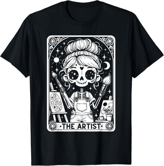 Artist Tarot Card Skeleton Painter Art Teacher Witchy Graphic T-shirt by TeeBrew