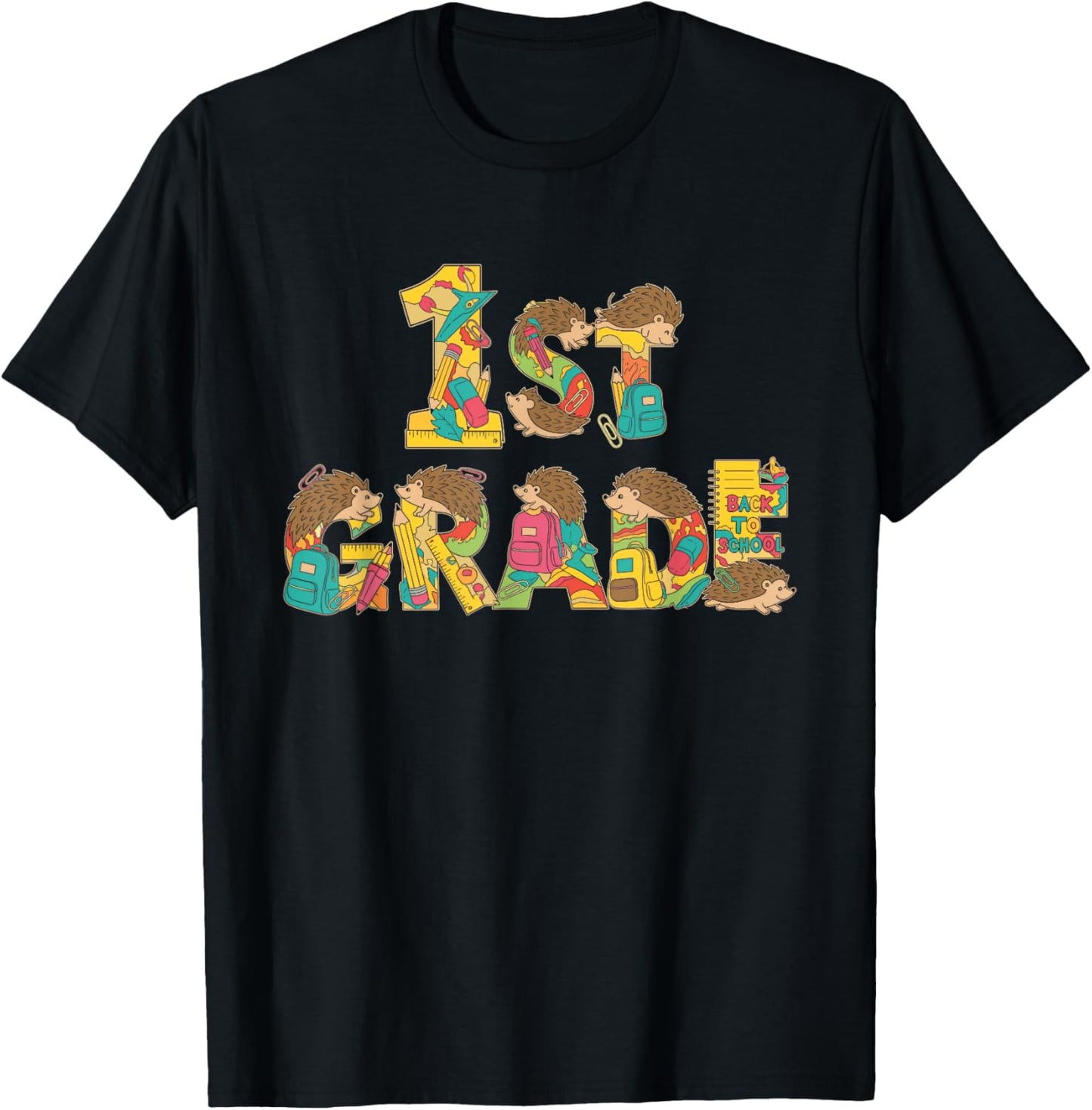 Funny Hedgehog First Grade Back to School Kids Boys Girls T-Shirt