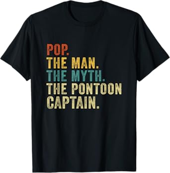 Vintage Pop Pontoon Captain Shirt Dad Man Myth Boat Captain T-Shirt