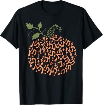 Music Notes Pumpkin Fall Music Teacher Autumn Halloween T-Shirt