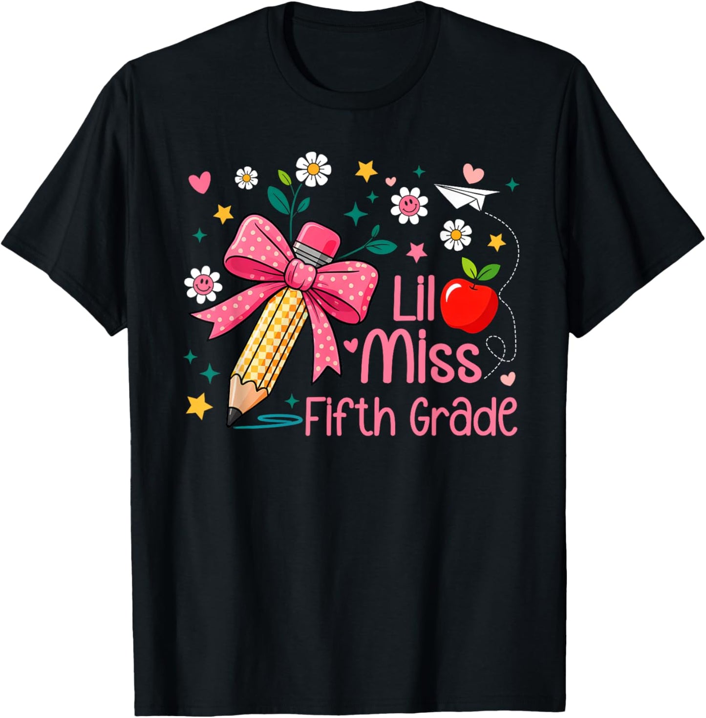 Little Miss 5th Fifth Grade Cute Girls First Day Of School T-shirt by TeeBrew